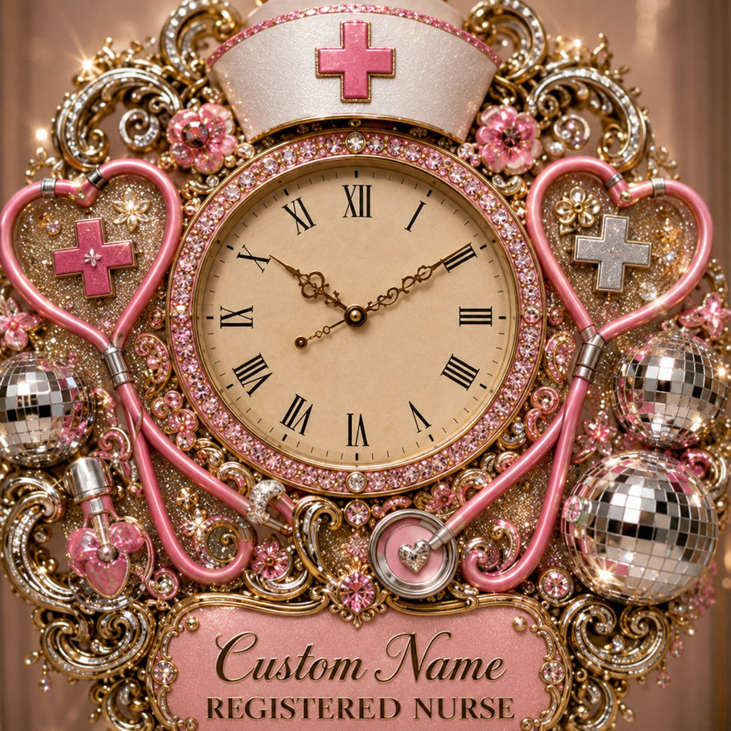 Nurse Appreciation Custom Name Wall Clock — personalized with a custom name