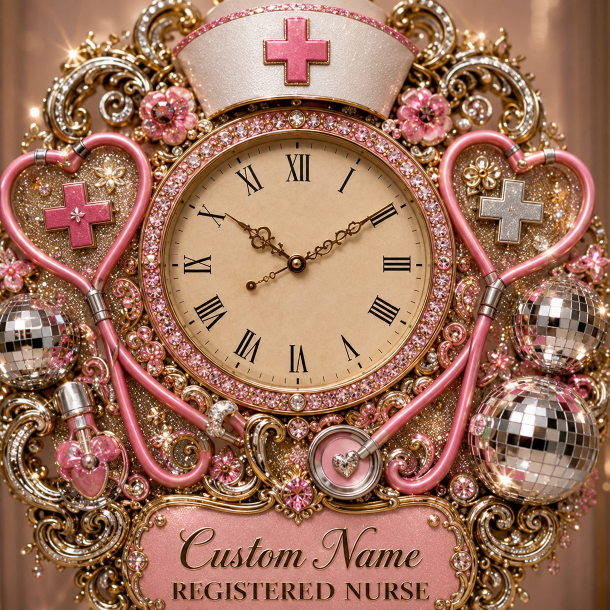Nurse Appreciation Custom Name Wall Clock — personalized with a custom name