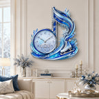 Personalized ice skating music note wall clock — personalized with a custom name