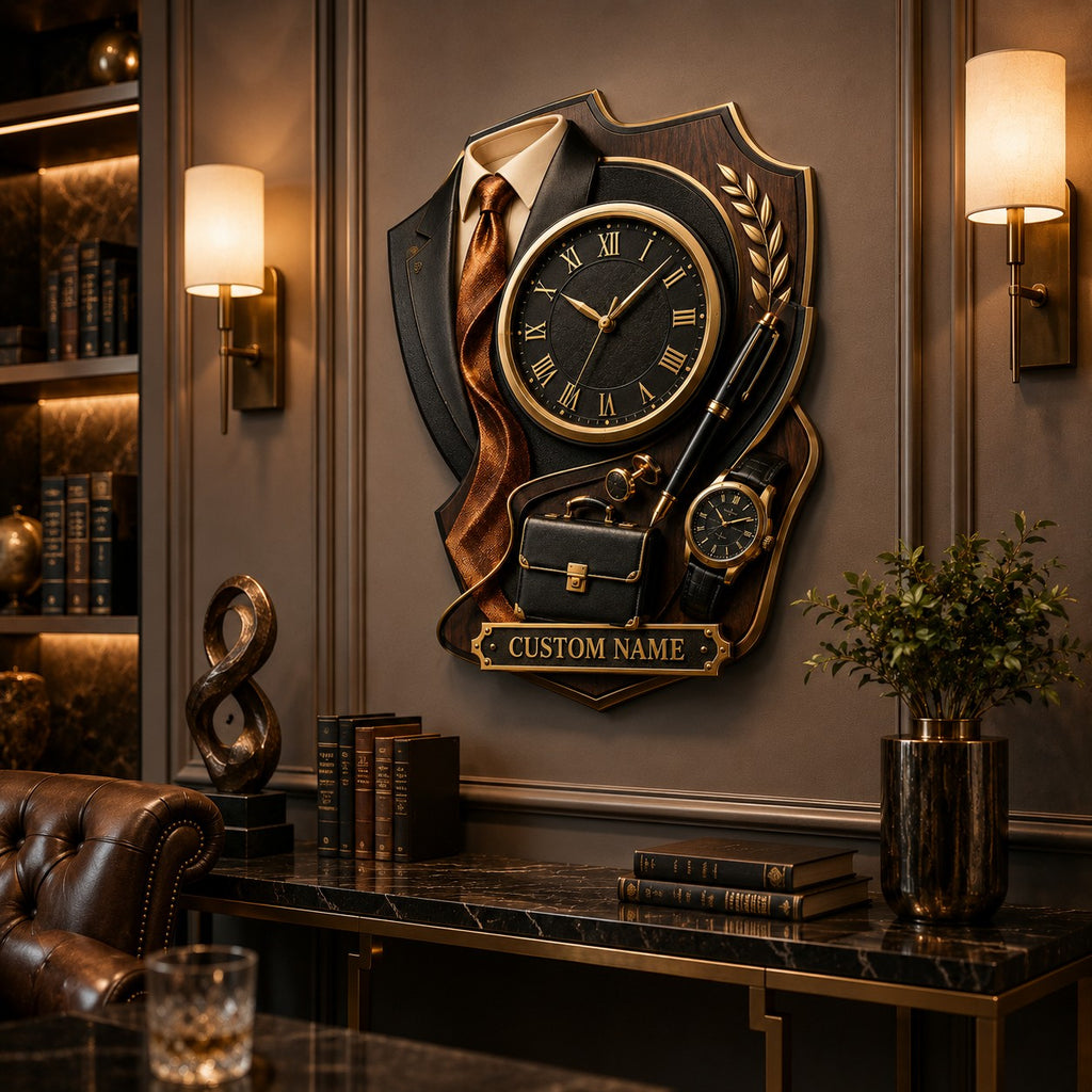 Executive Custom Name Wall Clock — personalized with a custom name