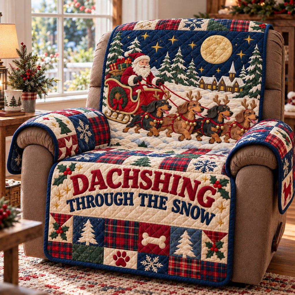 Dachshund Christmas Sofa Cover