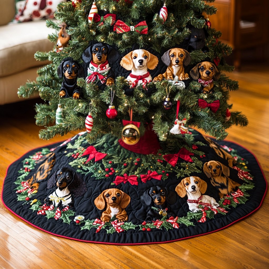 Dachshund Holiday Cheer Chritstmas Christmas Tree Skirt