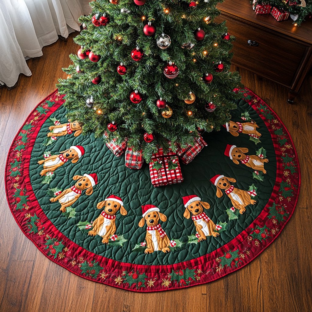 Dachshund Holiday Spirit Christmas Tree Skirt