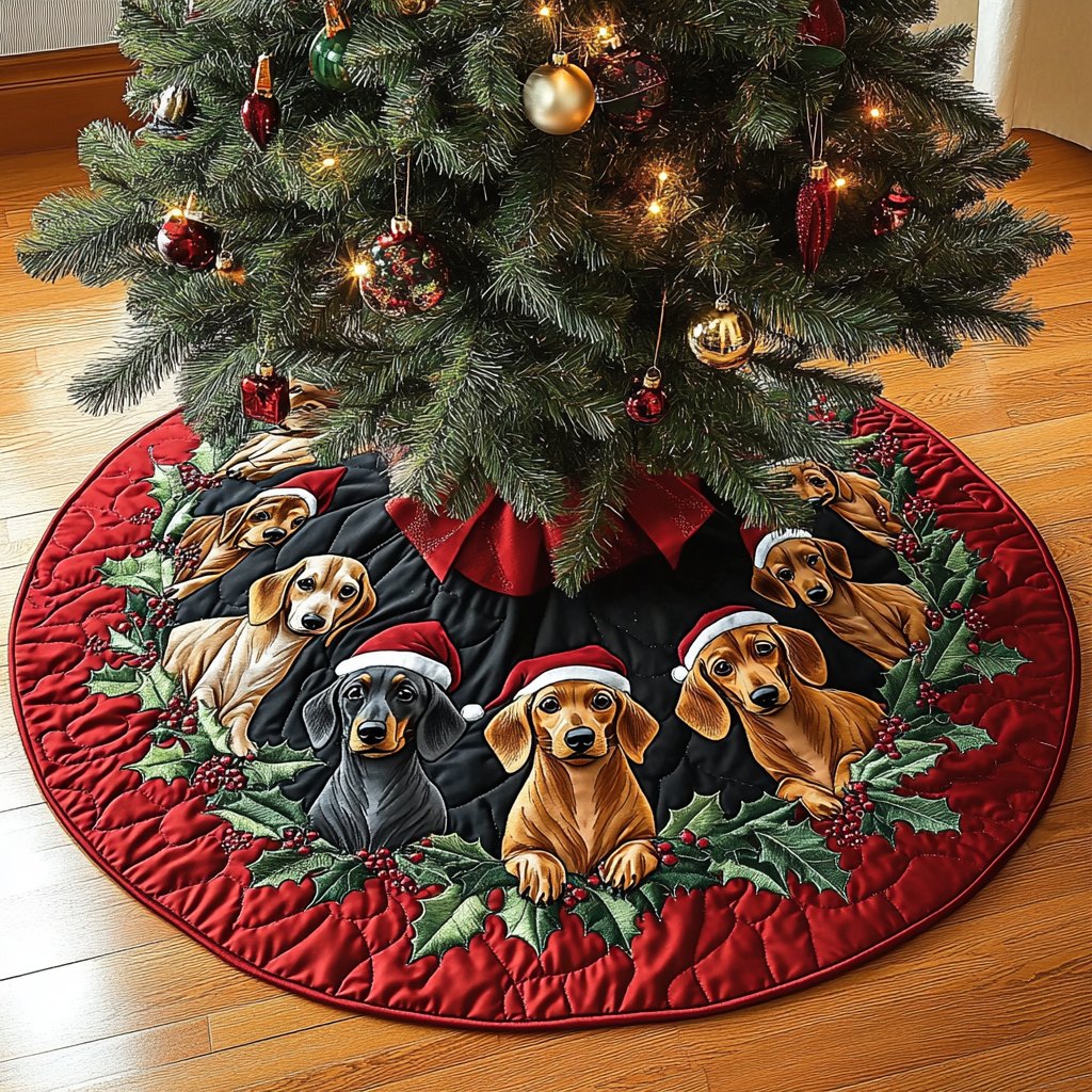 Dachshund Noel Christmas Tree Skirt