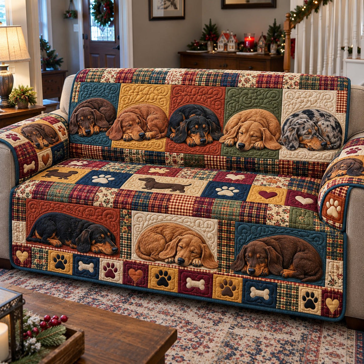 Dachshund Patchwork Nap Sofa Cover