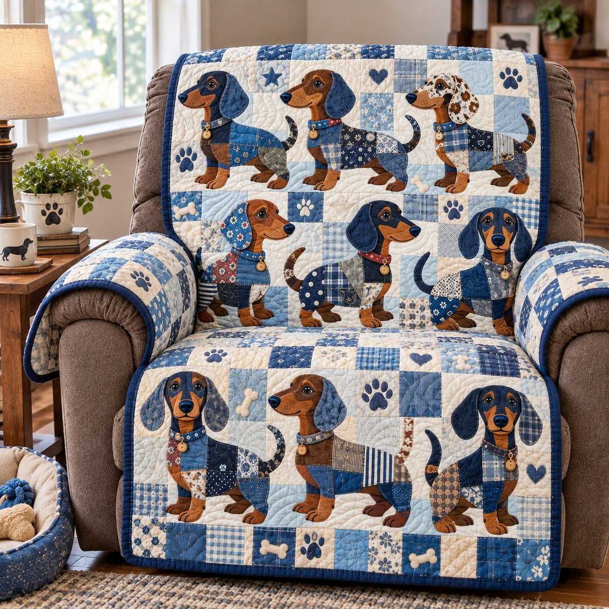 Dachshund Patchwork Sofa Cover