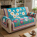 Daisies on Turquoise Meadow Sofa Cover