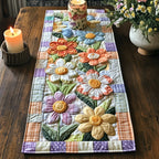 Pastel Blooms with Plaid Border Table Runner