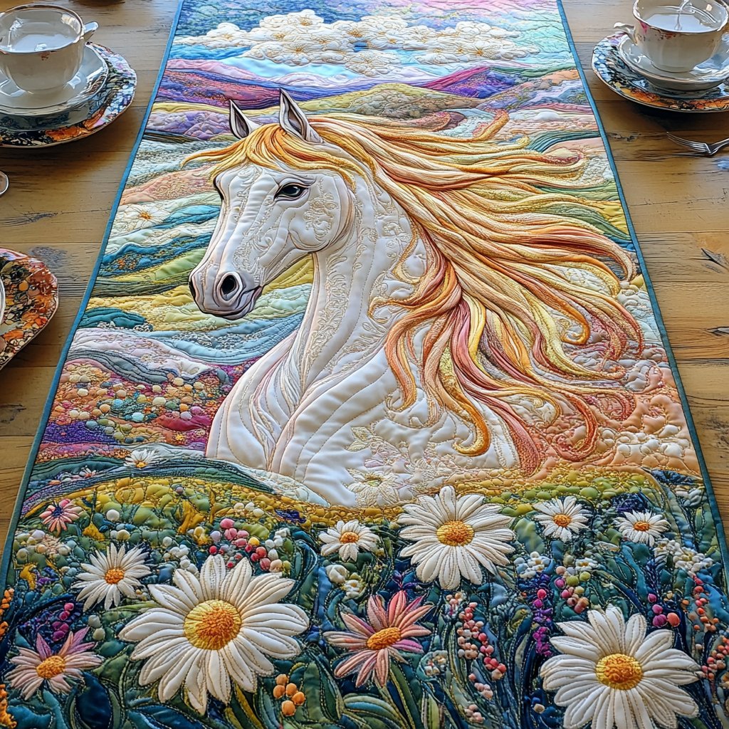 Daisy Horse Charm Table Runner