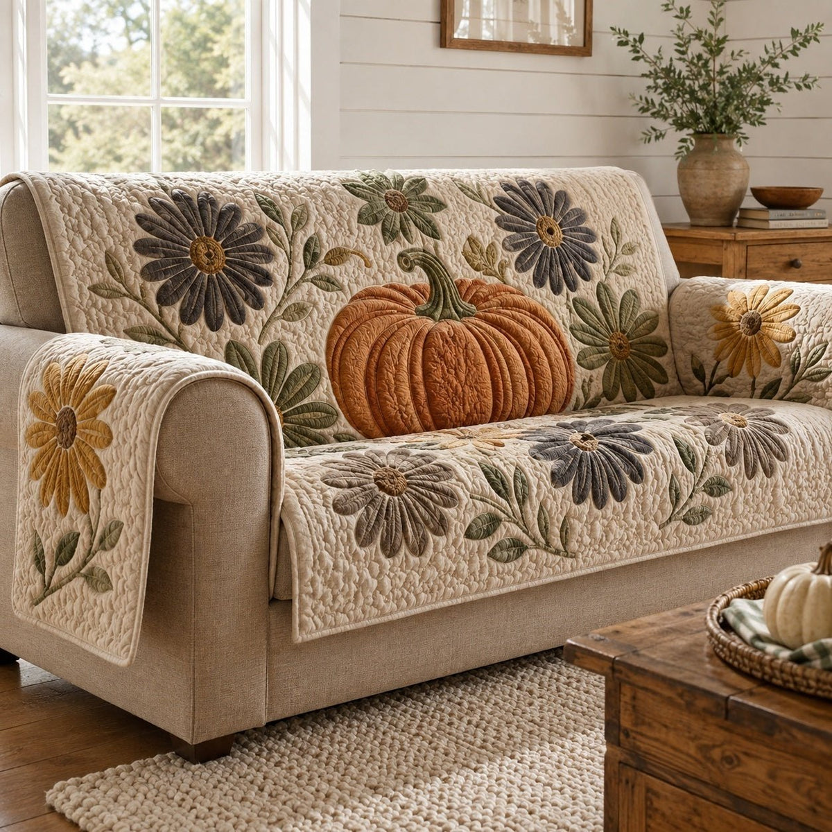 Daisy Pumpkin Sofa Cover