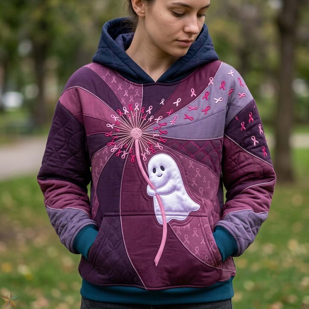 Dandelion Ribbon Ghost hoodie, all-over print
