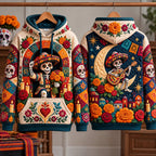 Day of the Dead Roses hoodie, all-over print