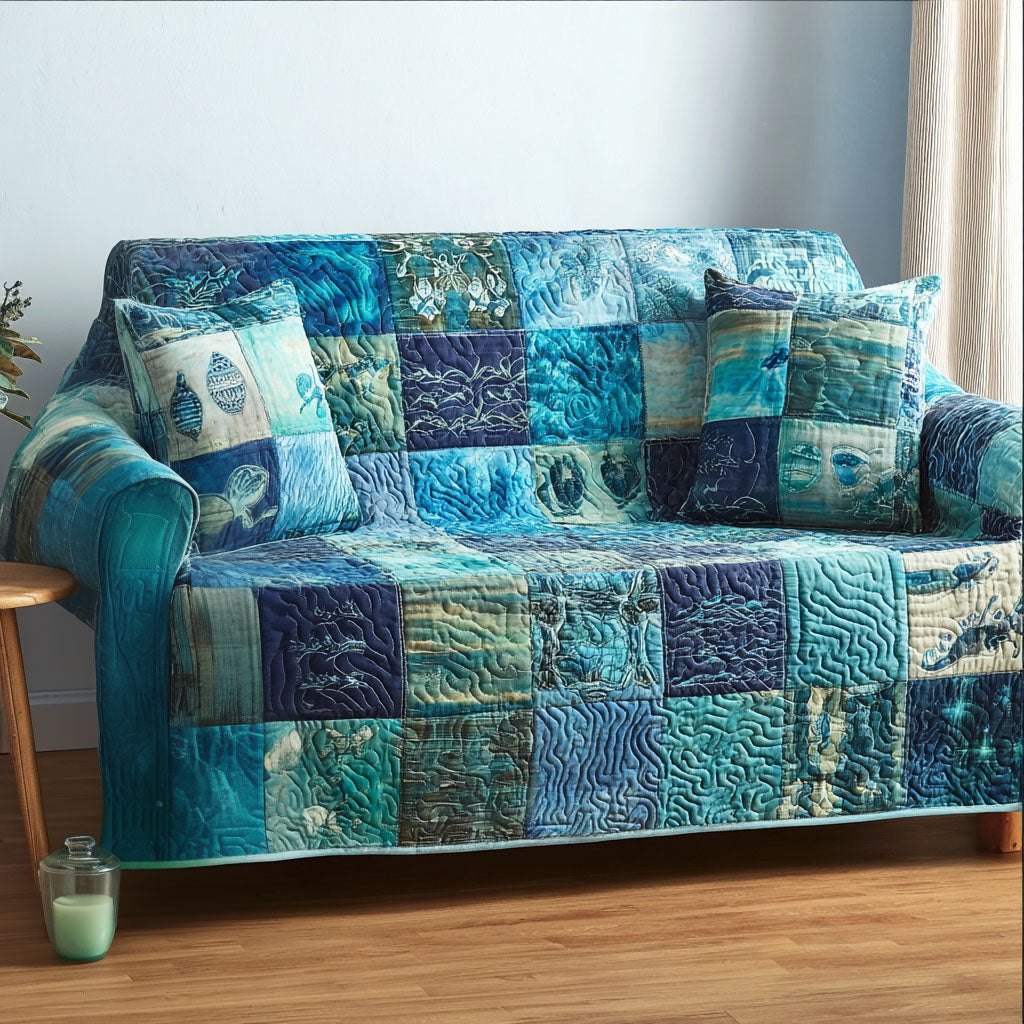 Deep Blue Calm Sofa Cover