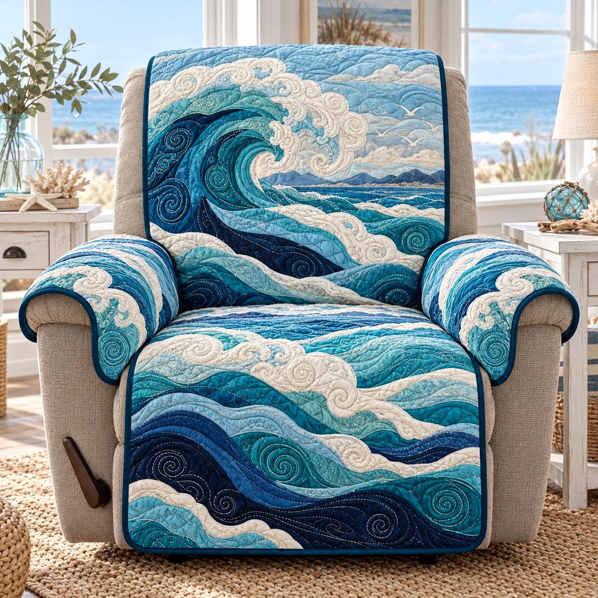 Deep Blue Current Sofa Cover