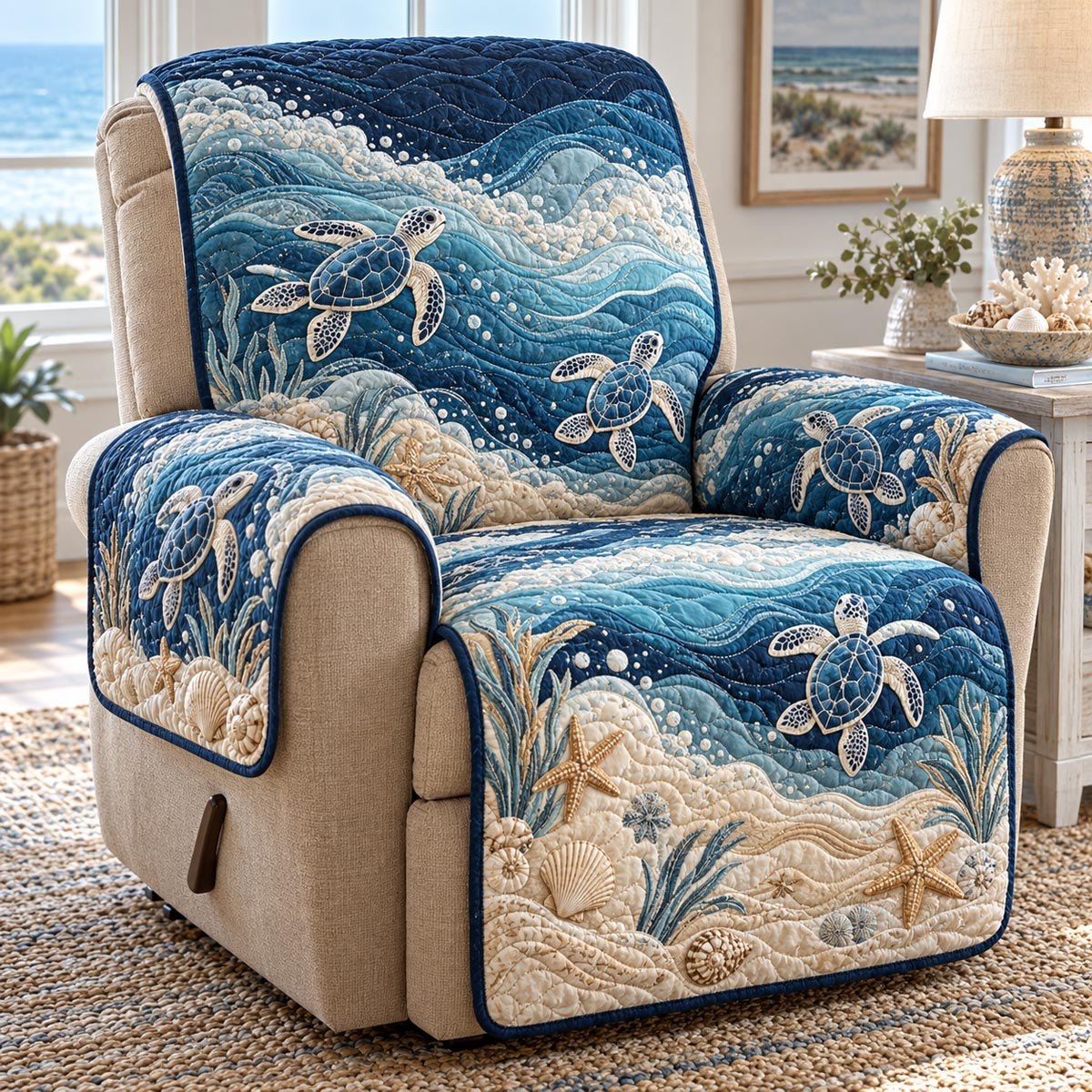 Deep Ocean Turtle Sofa Cover