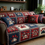 Deep Plaid Love Paw Sofa Cover