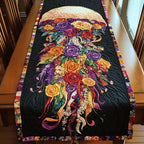 Vivid Bouquet on Black Table Runner