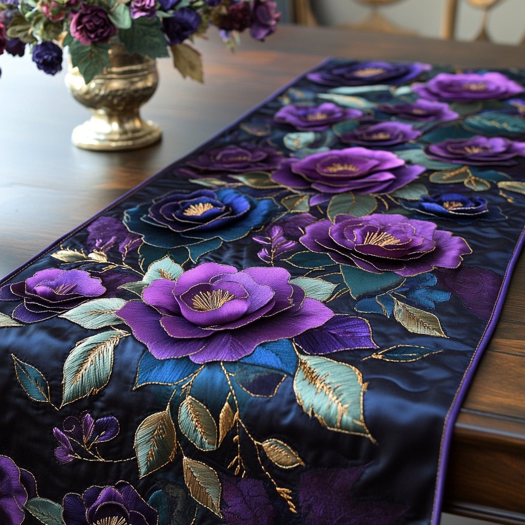 Deep Violet Bloom Table Runner