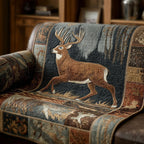 Leaping Deer on Denim Mountains Sofa Cover