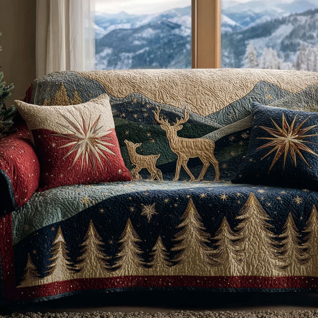 Deer Silhouettes in the Pine Night Sofa Cover