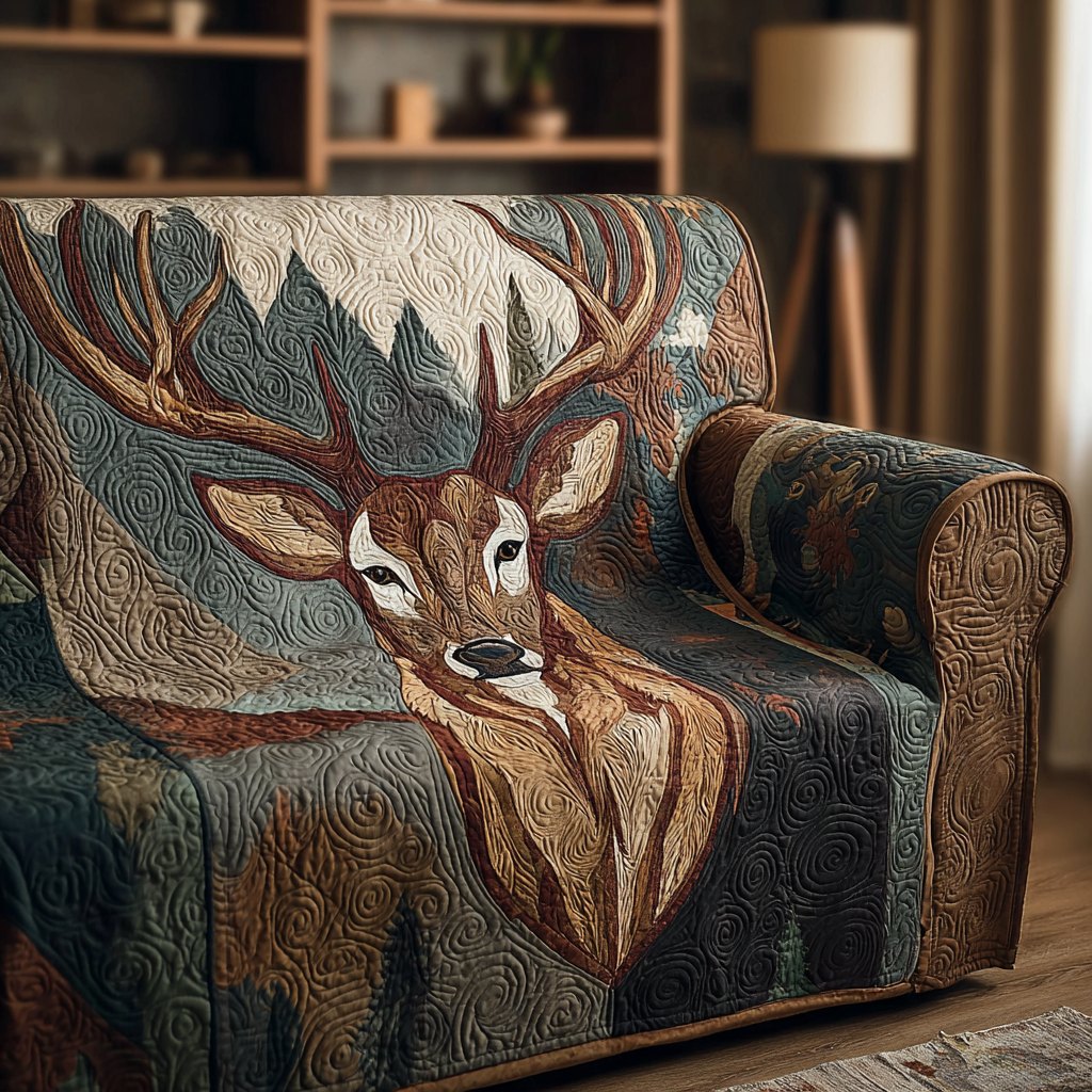 Buck Portrait with Wide Antlers Sofa Cover