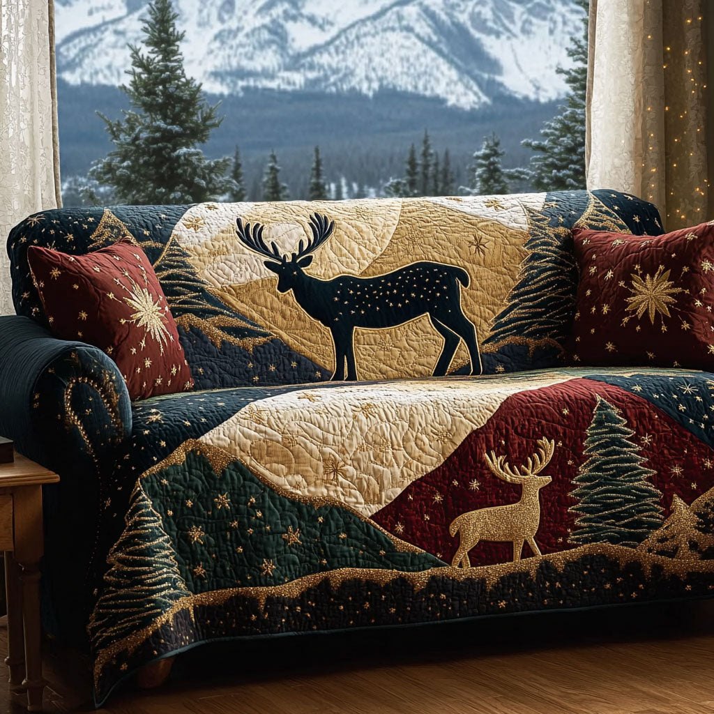 Black Stag on Cream Hills Sofa Cover
