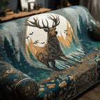 Elk Head Above the Teal Forest Sofa Cover