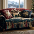 Two Deer Among Starry Pines Sofa Cover