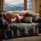 White Deer on Crimson Hills Sofa Cover
