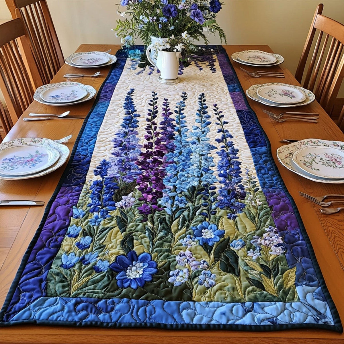 Delphinium Dreams Table Runner