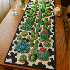 Cacti and Succulents on Cow Print Table Runner