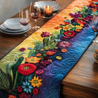 Desert Flowers on a Blue Border Table Runner