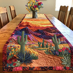 Purple Desert Mountains with Cacti Table Runner