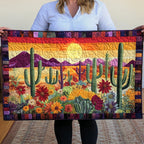 Desert Sunset Behind Saguaros Table Runner