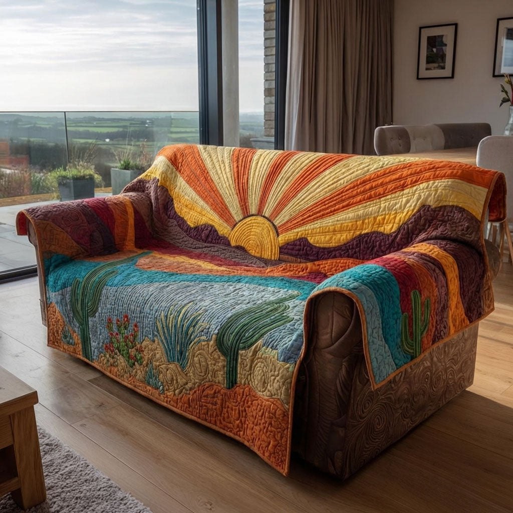 Sunburst Over the Desert Grass Sofa Cover