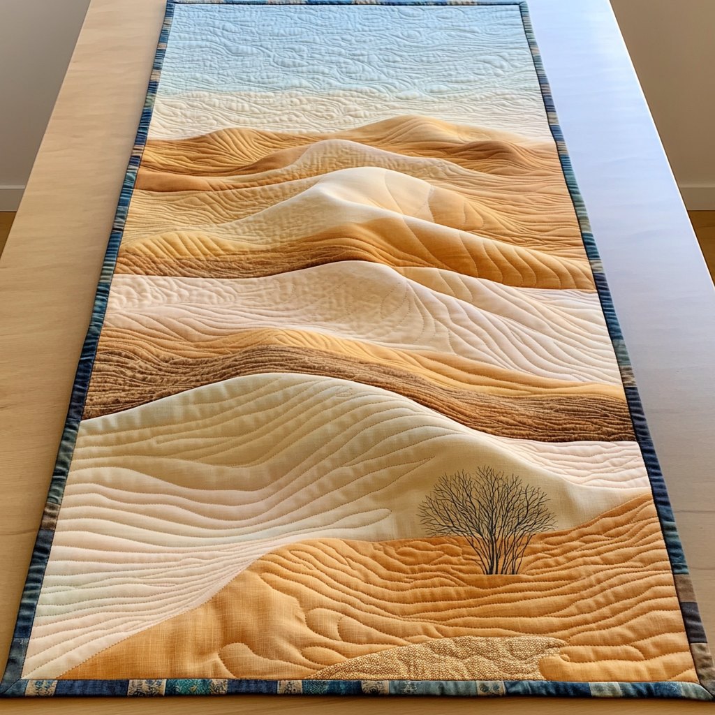 Sand Dunes with a Lone Tree Table Runner