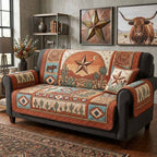 Lone Star in Southwestern Terracotta Sofa Cover
