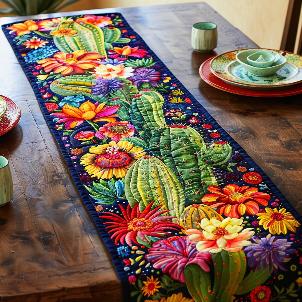 Desert Bloom Cactus Table Runner