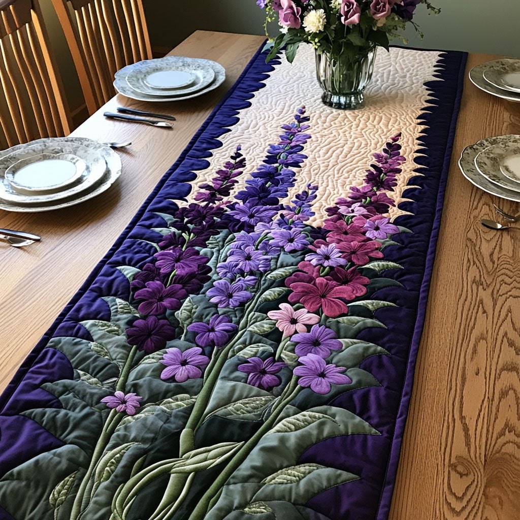Dewdrop Delphinium Table Runner