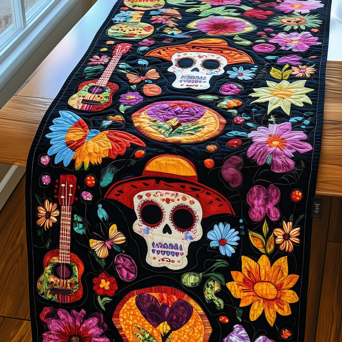Dia De Los Muertos Christmas Glow Table Runner