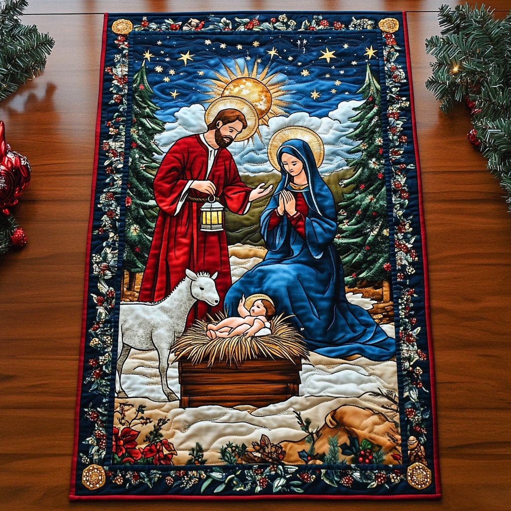 Divine Nativity Blessings Table Runner