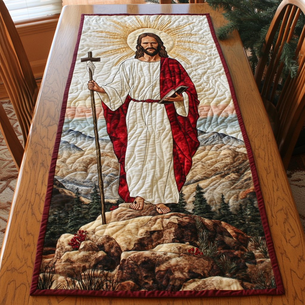 Shepherd with a Staff on the Rock Table Runner