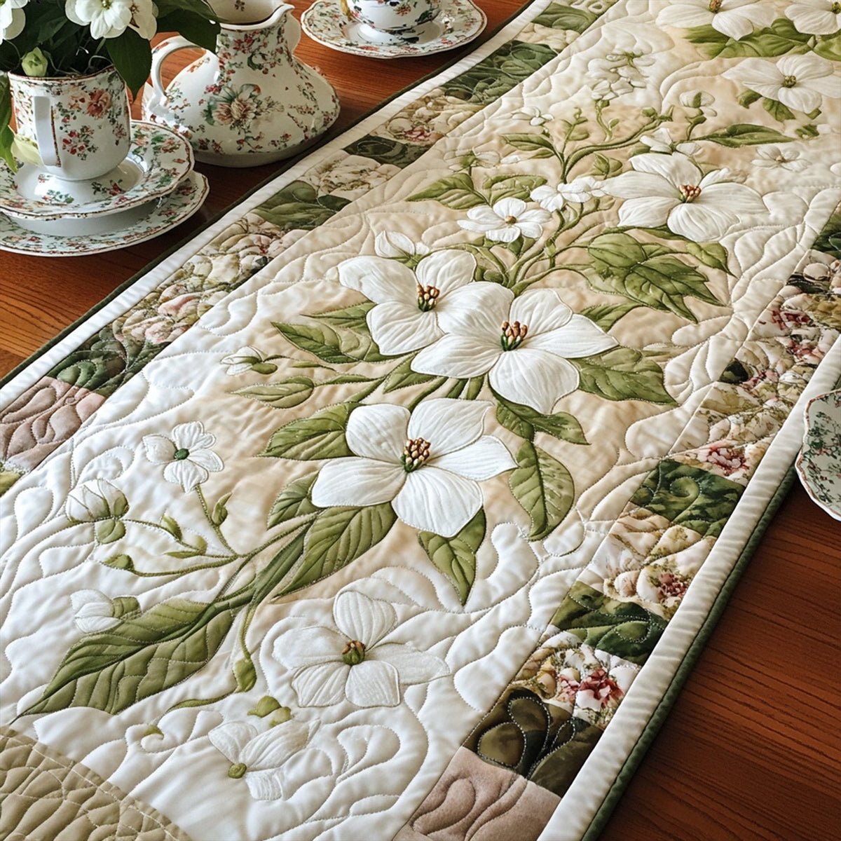 Dogwood Serenity Table Runner