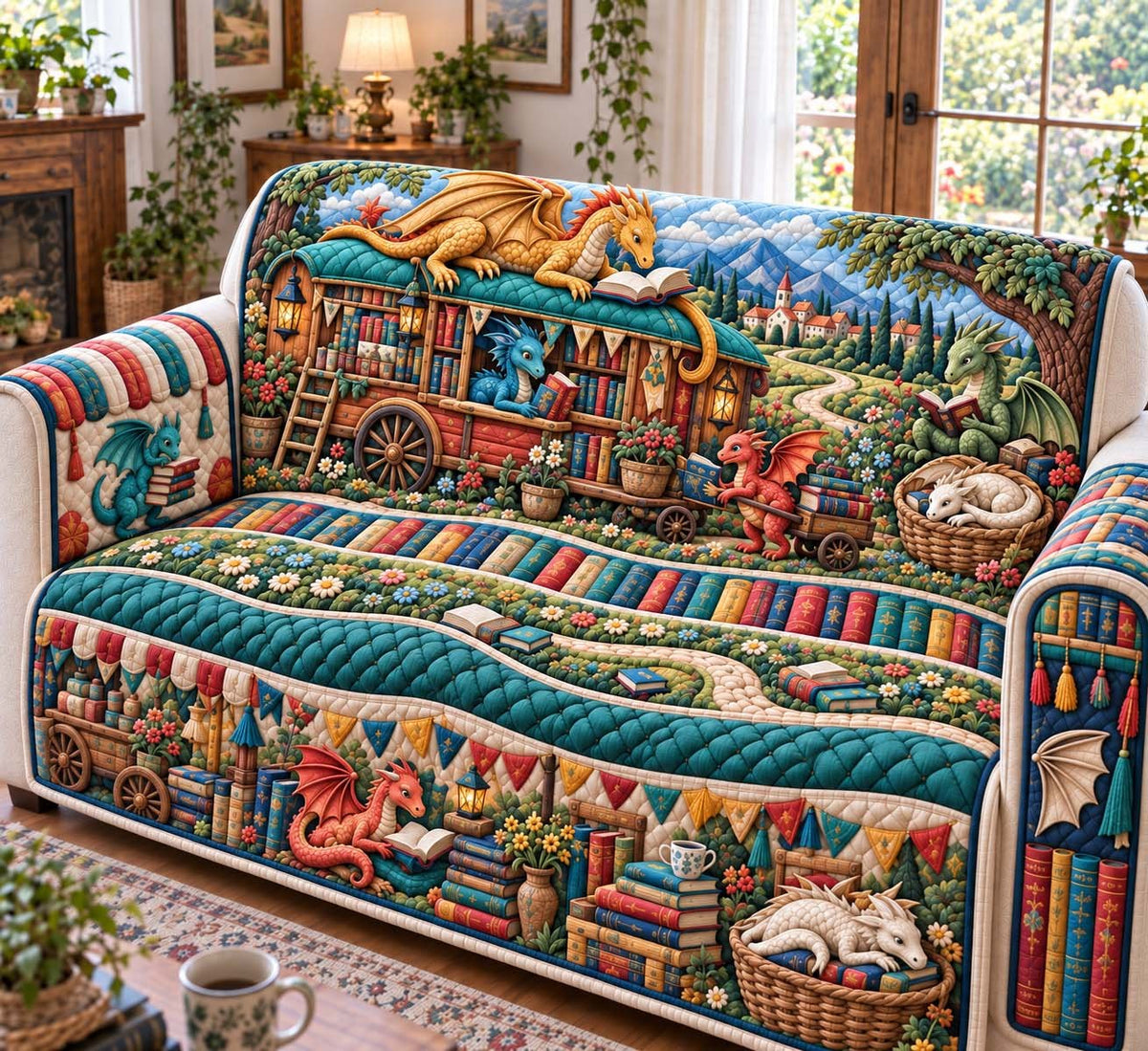 Dragon Book Wagon Sofa Cover