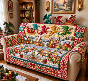 Dragon Christmas Village Sofa Cover - Made to Order