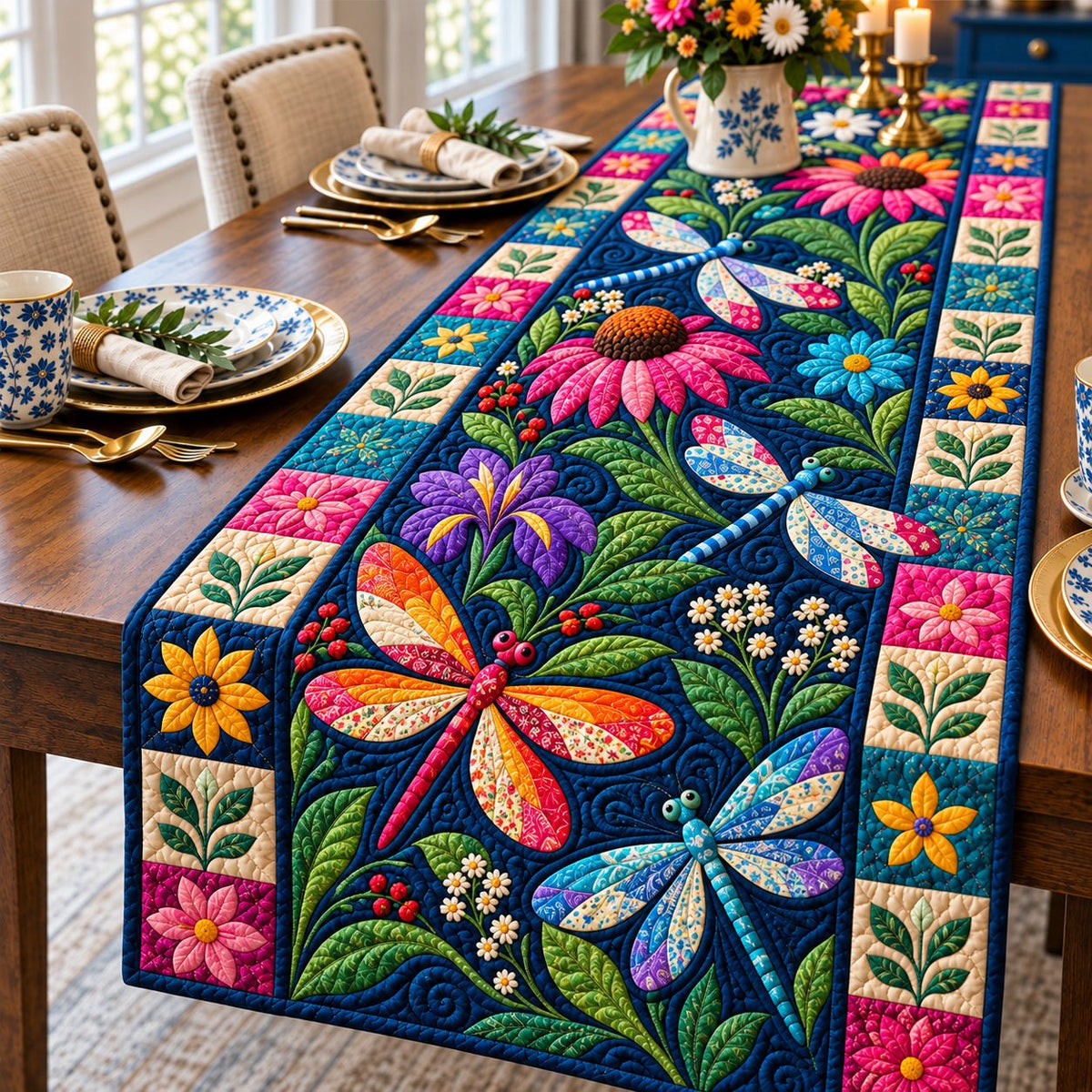 Dragonfly Garden Glow Table Runner