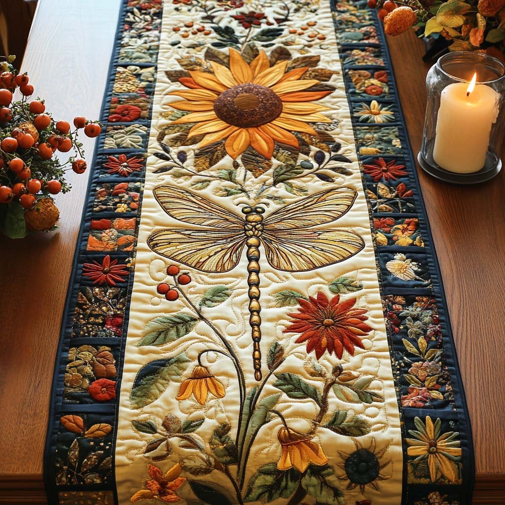 Dragonfly Petals Table Runner