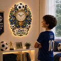 Soccer goal zone Custom Name Wall Clock — personalized with a custom name
