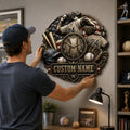 Youth baseball Custom Name Wall Clock — personalized with a custom name