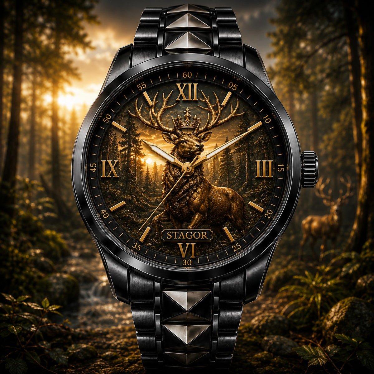 Personalized Stag Watch with a custom name set into the design
